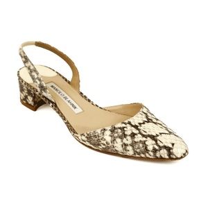 manolo blahnik snakeskin leather sling back sandals